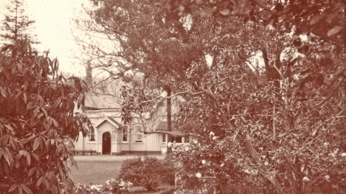 Historic photo of Highwic through the trees