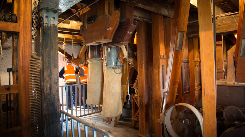 Machinery in the mill with safety barriers