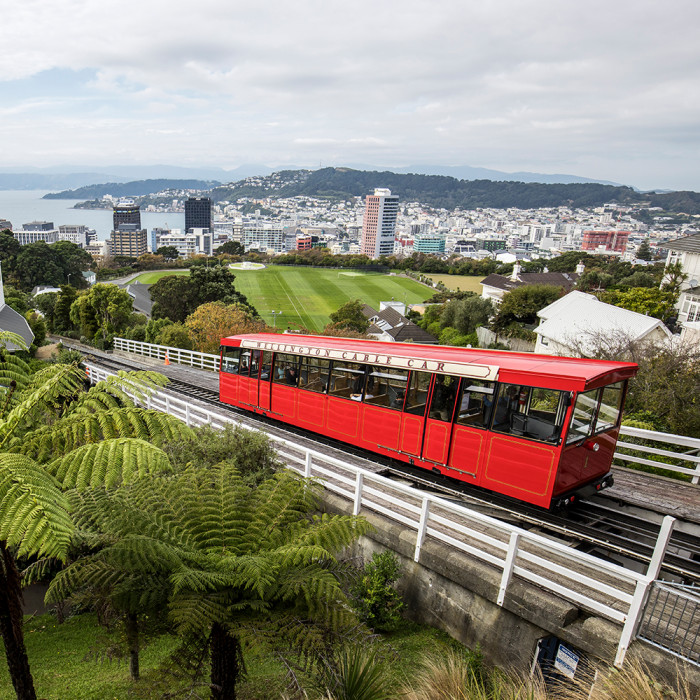View of Wellington Cable Car and Wellington city from the Kelburn Lookout