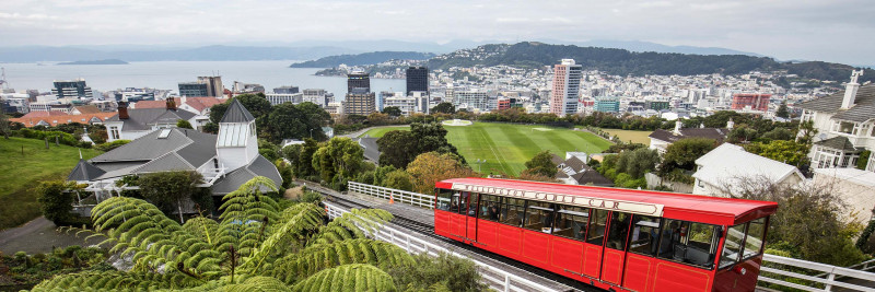 View of Wellington Cable Car and Wellington city from the Kelburn Lookout